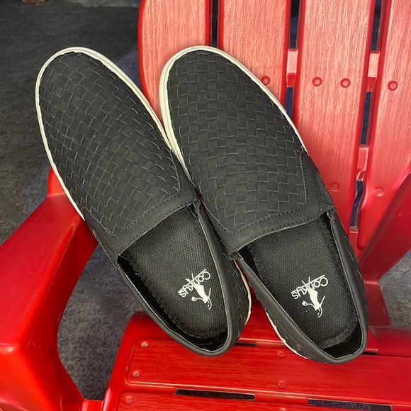 Corkys Shoes Corkys Black Powder Basket Weave Slip On Deck Shoe